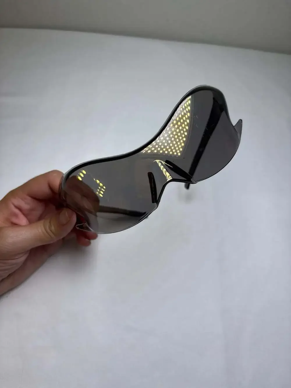 Futuristic Y2K Flame Wrap Around Shield Sunglasses with Bronze Mirror Lens